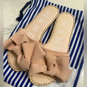 MANEBI Soft Suede Flat Espadrille Sandals with Bow